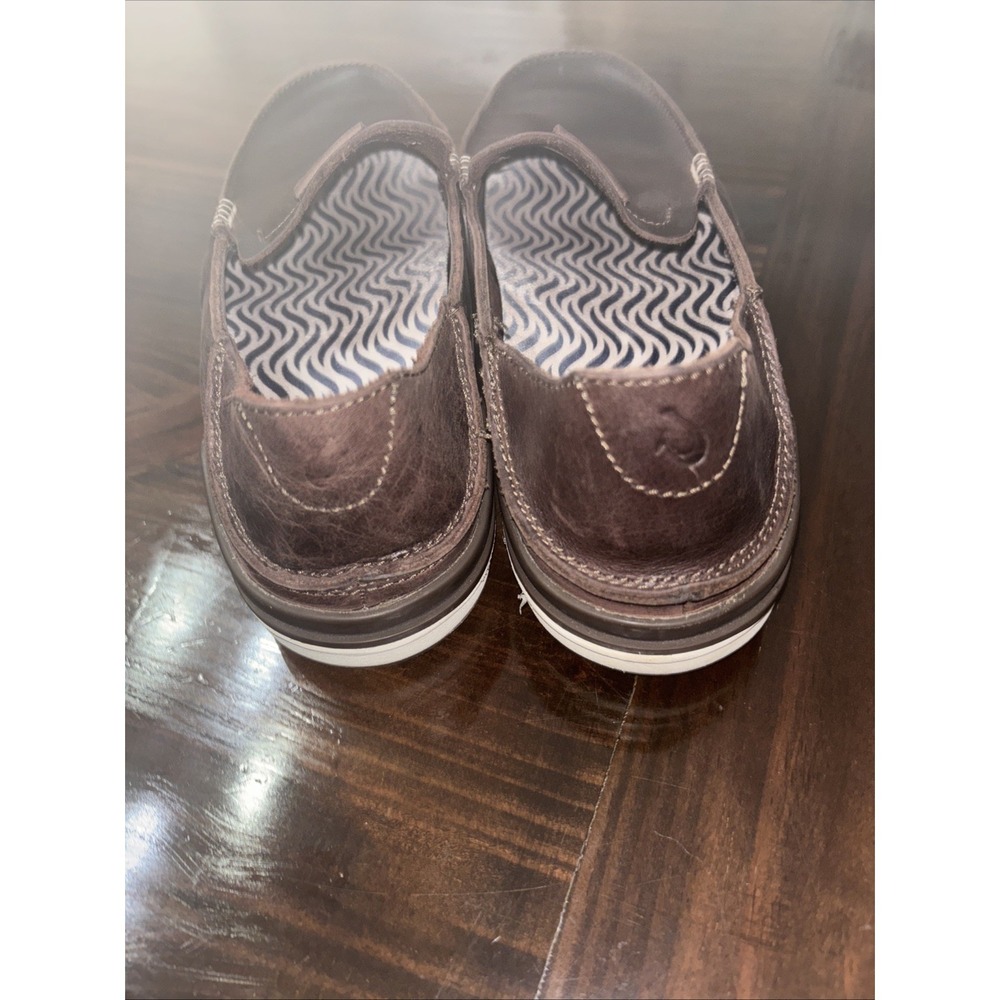 OluKai Kakahu Slip On Shoes Mens 11 Leather Brown Loafers Boat - Picture 6 of 12